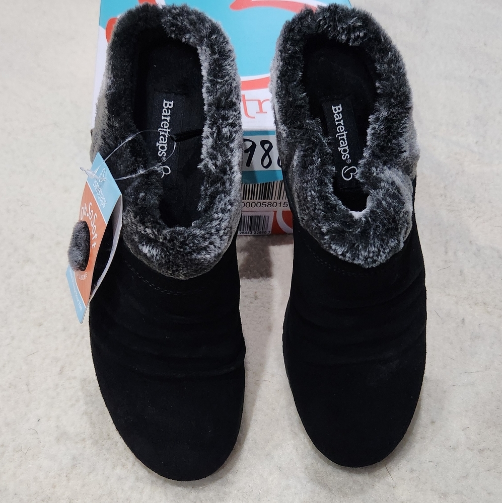 Baretraps Women's Black Suede Wedge Mules Size 7.5